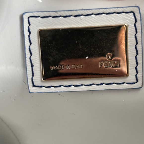 !!SOLD!! FENDI Calfskin Canvas Basket Sea Medium Tote White Blue - Picture 16 of 16